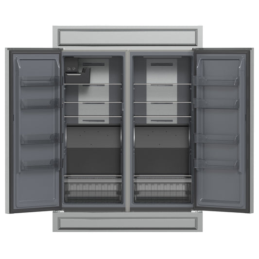 FORNO 5-Piece SS Kitchen Bundle - 48" Gas Range, 60" SxS Fridge, 48" Range Hood, 24" DW, 30" MW - Forno Appliances