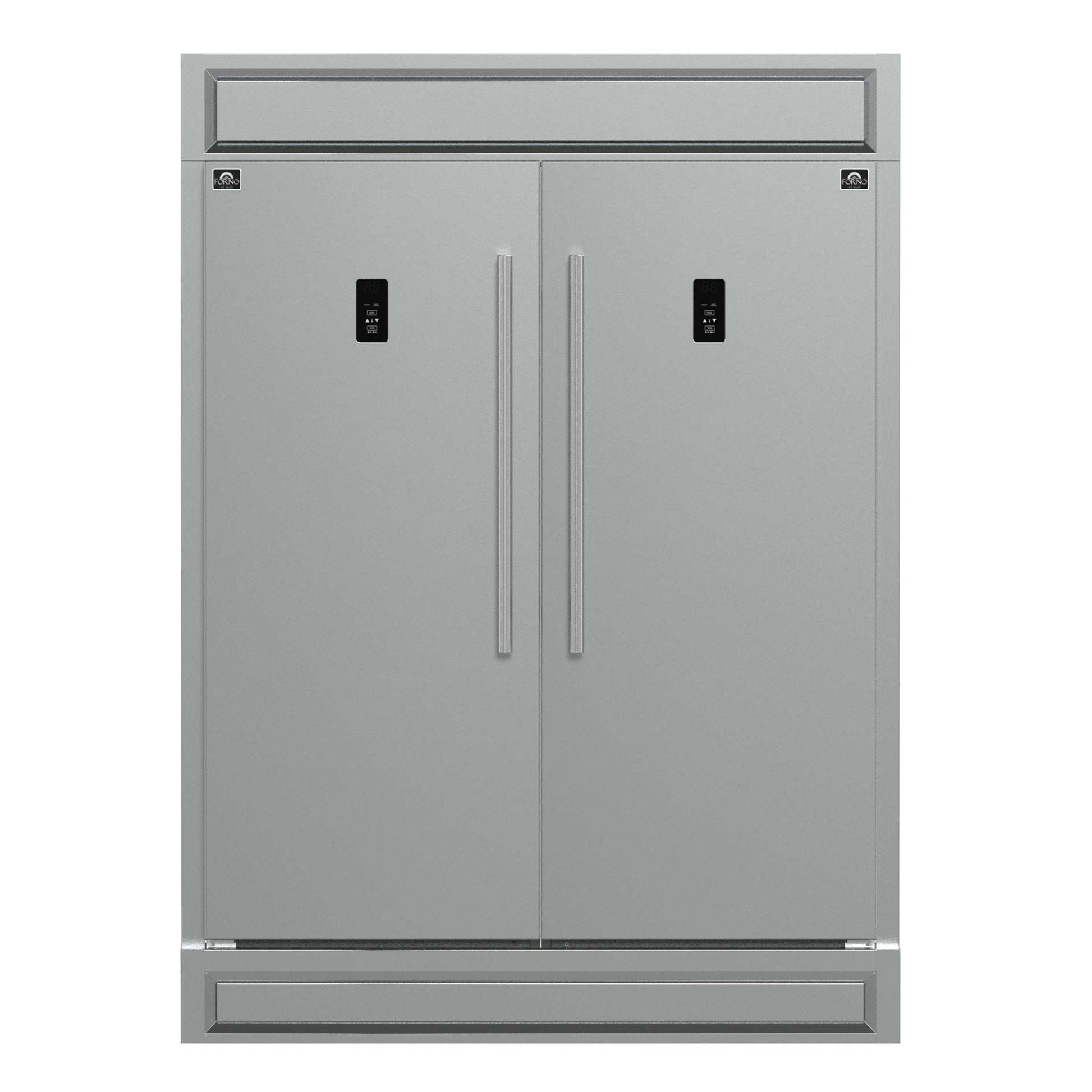 FORNO 5-Piece SS Kitchen Bundle - 48" Gas Range, 60" SxS Fridge, 48" Range Hood, 24" DW, 30" MW - Forno Appliances