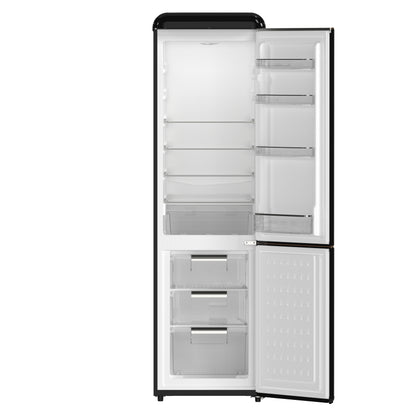 Forno Storico 22-Inch Retro bottom freezer Fridge in Black, 9 cu.ft, copper-tone handle