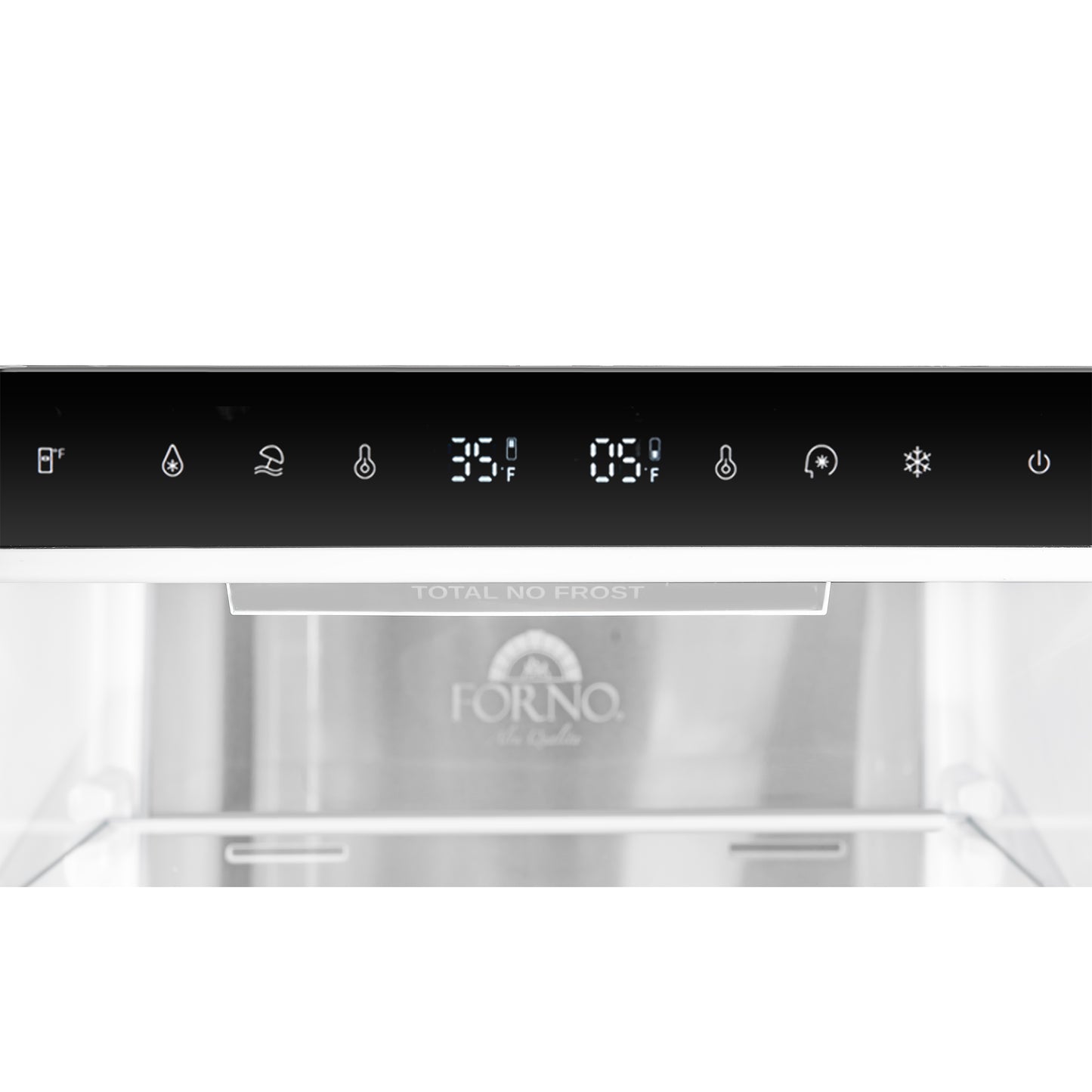 Custodia 24" Bottom Freezer, 10.3 cf., Left Swing, Ice Maker, Total No frost, Black, Antique Brass handles - Forno Appliances