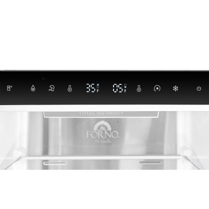 Custodia 24" Bottom Freezer, 10.3 cf., Left Swing, Ice Maker, Total No frost, Black, Antique Brass handles - Forno Appliances