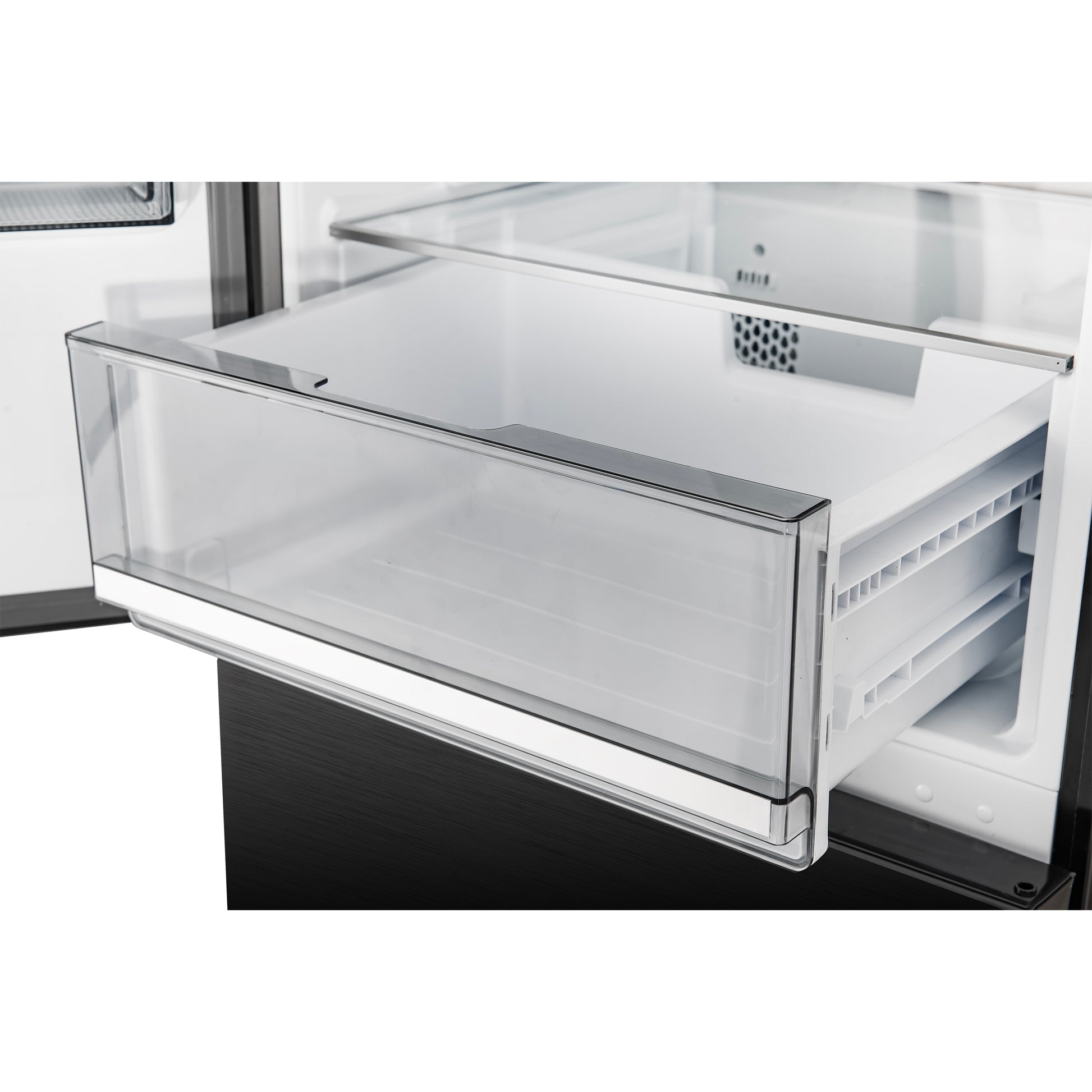 Custodia 24" Bottom Freezer, 10.3 cf., Left Swing, Ice Maker, Total No frost, Black, Antique Brass handles - Forno Appliances