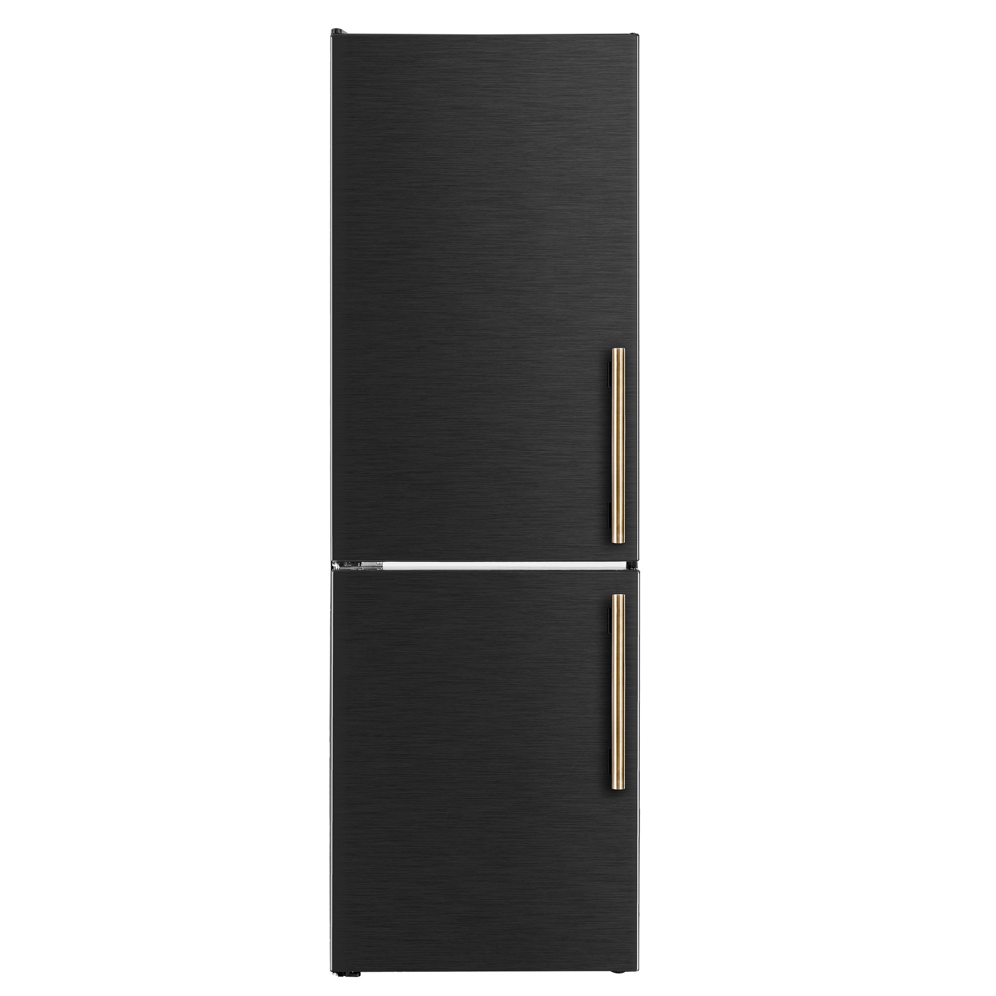 Custodia 24" Bottom Freezer, 10.3 cf., Left Swing, Ice Maker, Total No frost, Black, Antique Brass handles - Forno Appliances