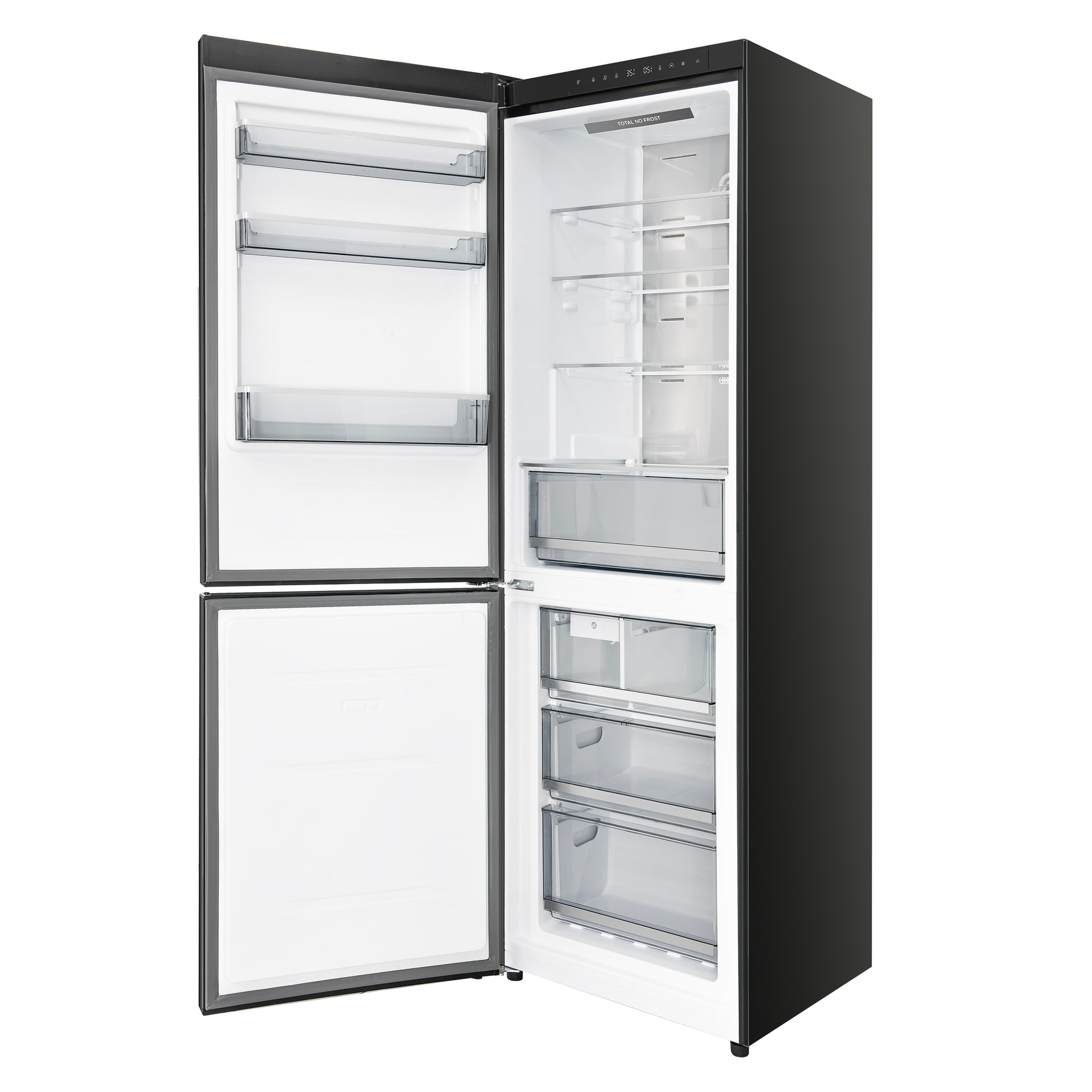 Custodia 24" Bottom Freezer, 10.3 cf., Left Swing, Ice Maker, Total No frost, Black, Antique Brass handles - Forno Appliances