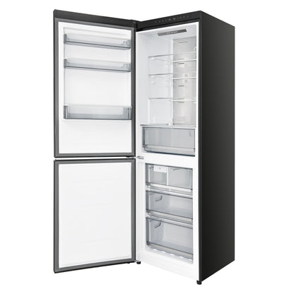 Custodia 24" Bottom Freezer, 10.3 cf., Left Swing, Ice Maker, Total No frost, Black, Antique Brass handles - Forno Appliances