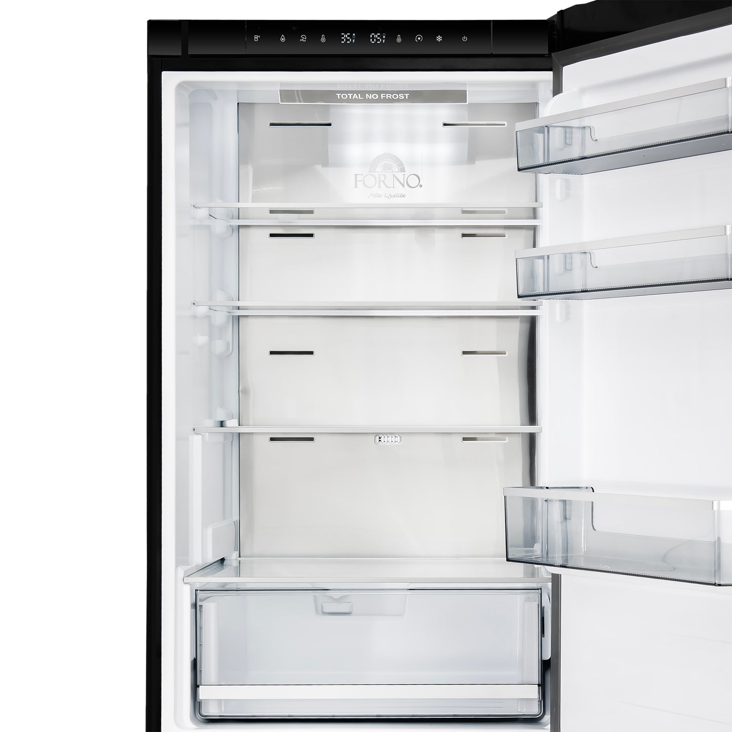 Custodia 24" Bottom Freezer, 10.3 cf., Right Swing, Total No frost, Black, Antique Brass handles - Forno Appliances