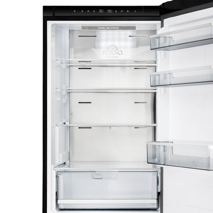 Custodia 24" Bottom Freezer, 10.3 cf., Right Swing, Total No frost, Black, Antique Brass handles - Forno Appliances