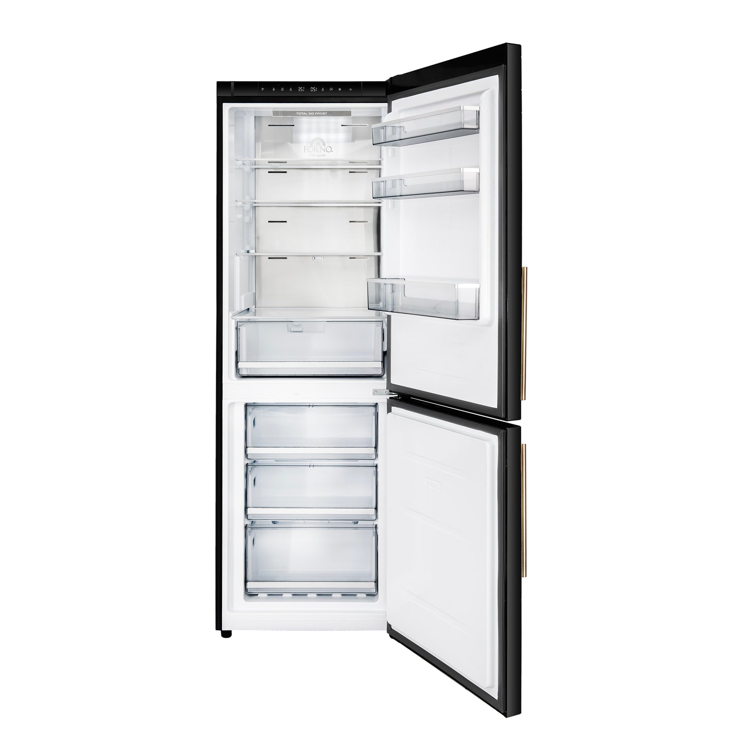 Custodia 24" Bottom Freezer, 10.3 cf., Right Swing, Total No frost, Black, Antique Brass handles - Forno Appliances