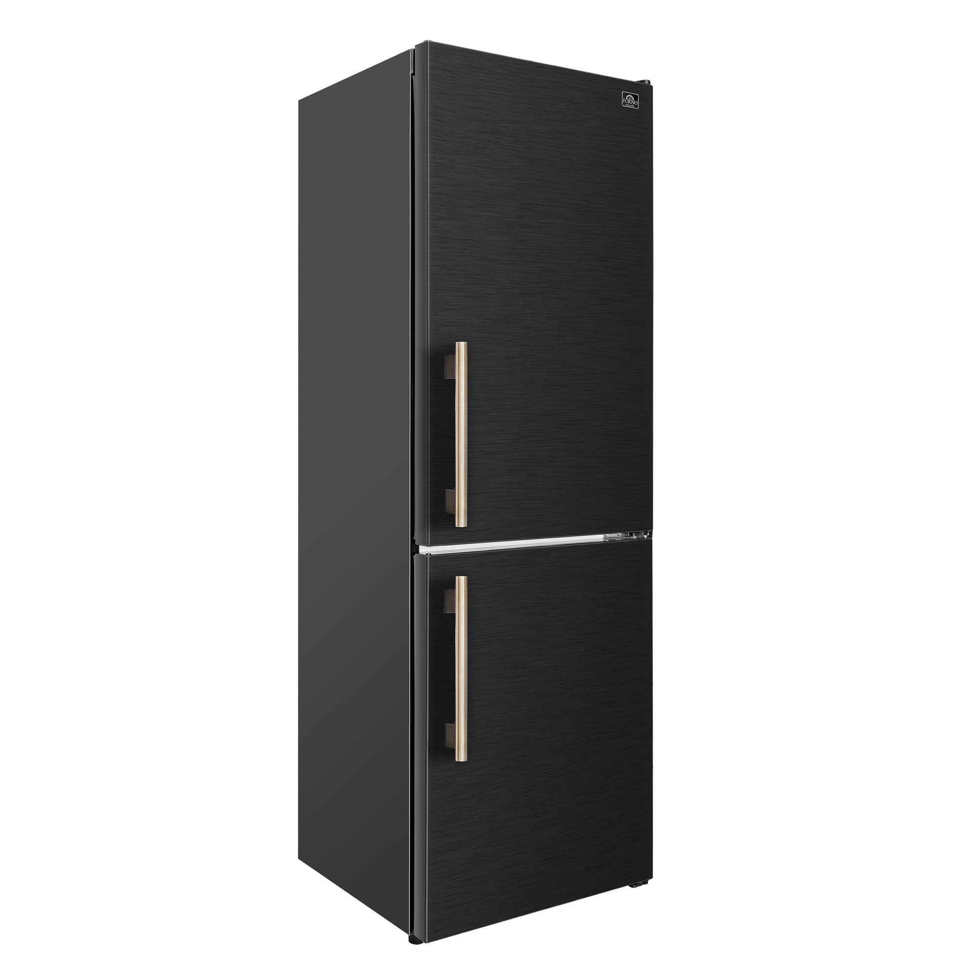 Custodia 24" Bottom Freezer, 10.3 cf., Right Swing, Total No frost, Black, Antique Brass handles - Forno Appliances