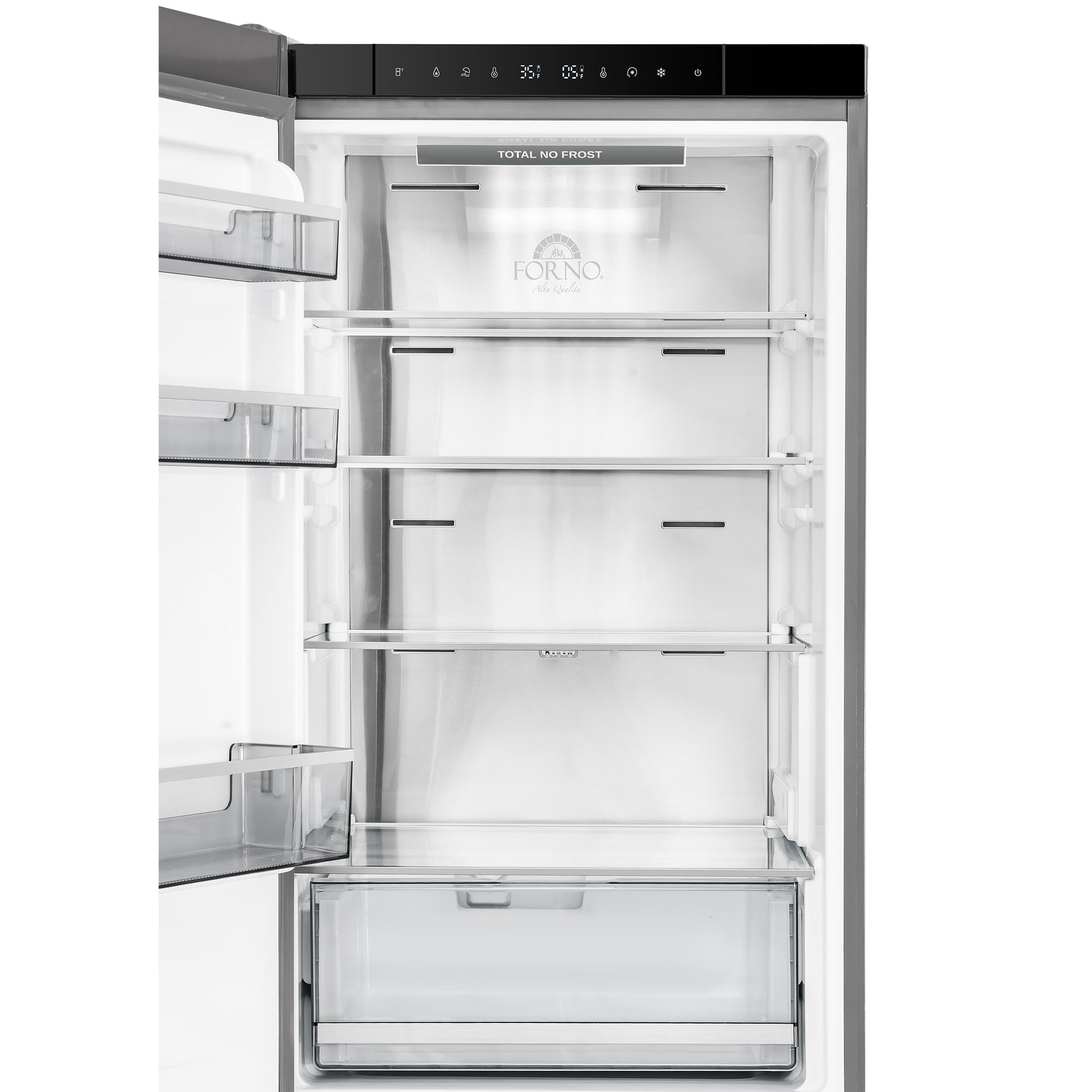 Custodia 24" Bottom Freezer, 10.3 cf., Left Swing, Ice Maker, Total No frost, Stainless Steel handles - Forno Appliances
