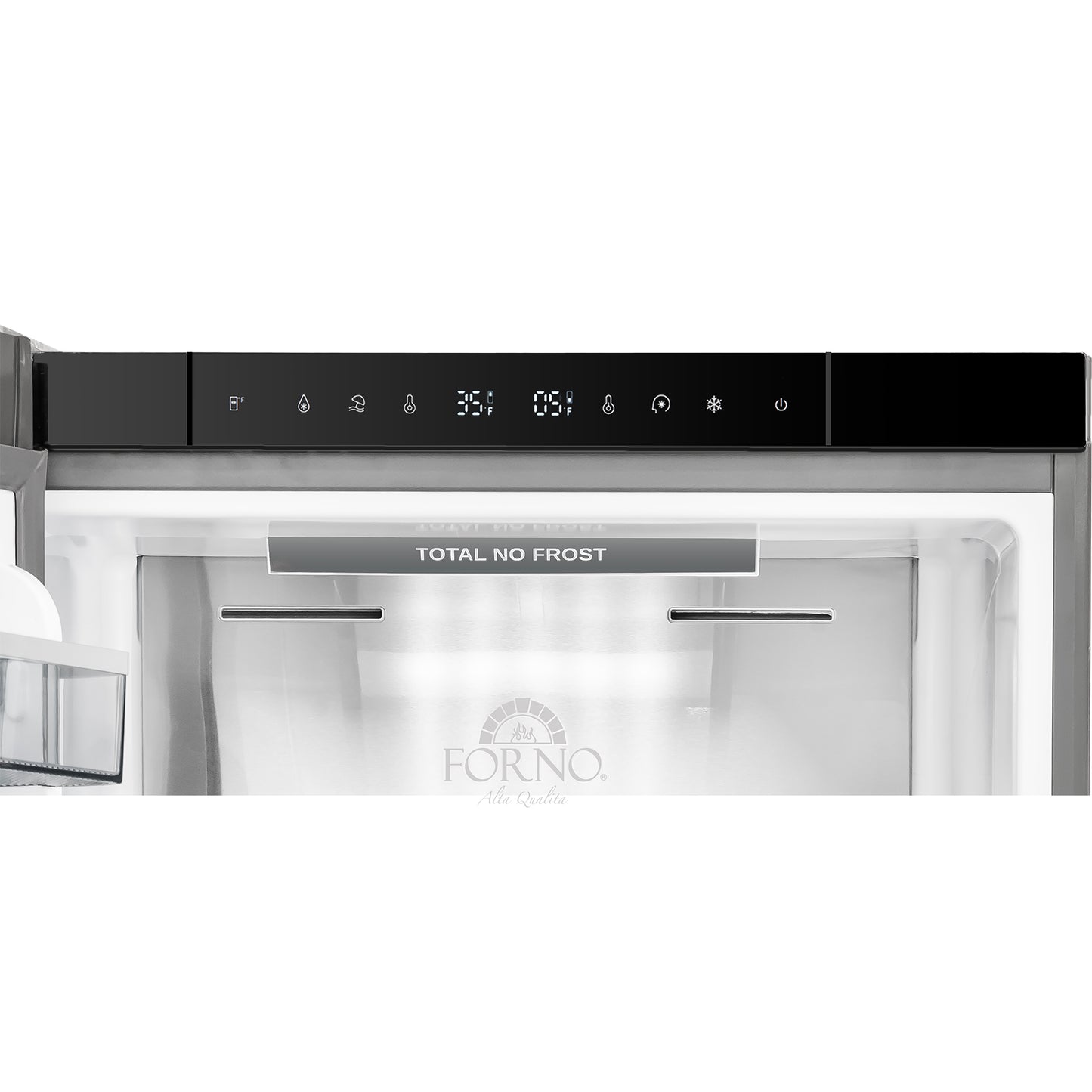 Custodia 24" Bottom Freezer, 10.3 cf., Left Swing, Ice Maker, Total No frost, Stainless Steel handles - Forno Appliances