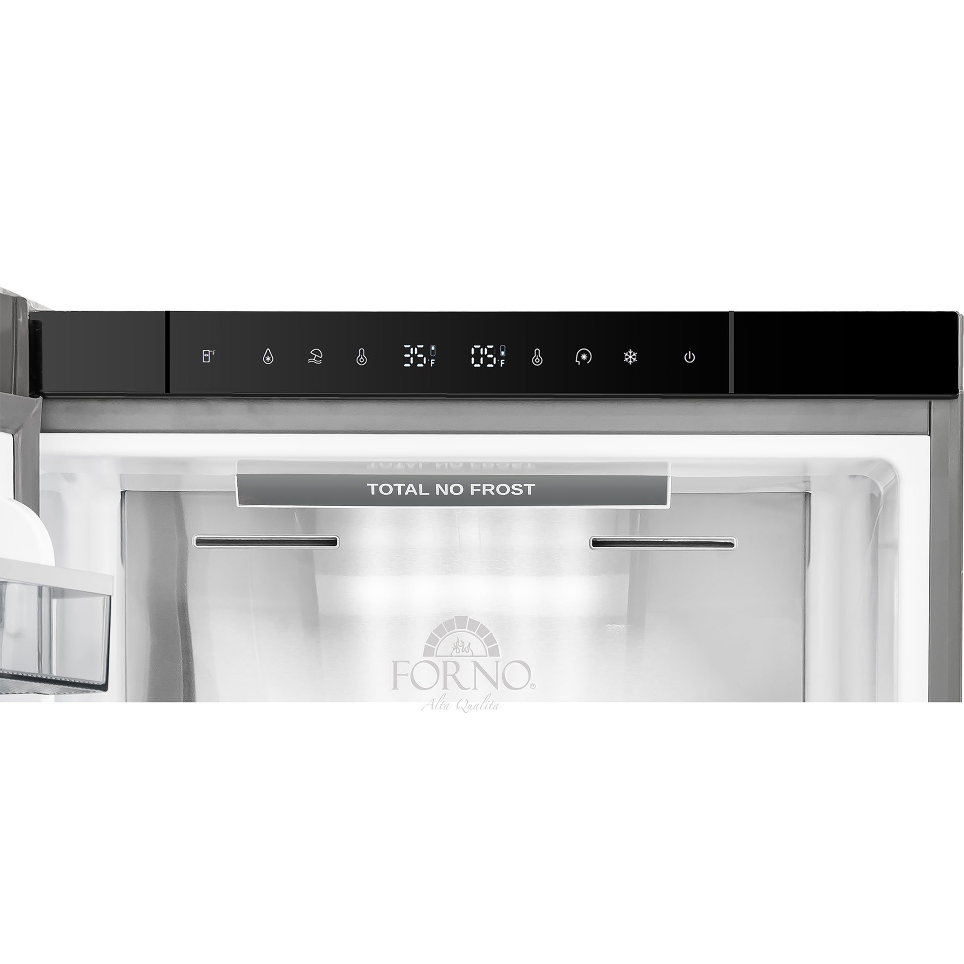 Custodia 24" Bottom Freezer, 10.3 cf., Left Swing, Ice Maker, Total No frost, Stainless Steel handles - Forno Appliances