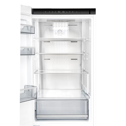 Custodia 24" Bottom Freezer, 10.3 cf., Left Swing, Ice Maker, Total No frost, White, Antique Brass handles - Forno Appliances