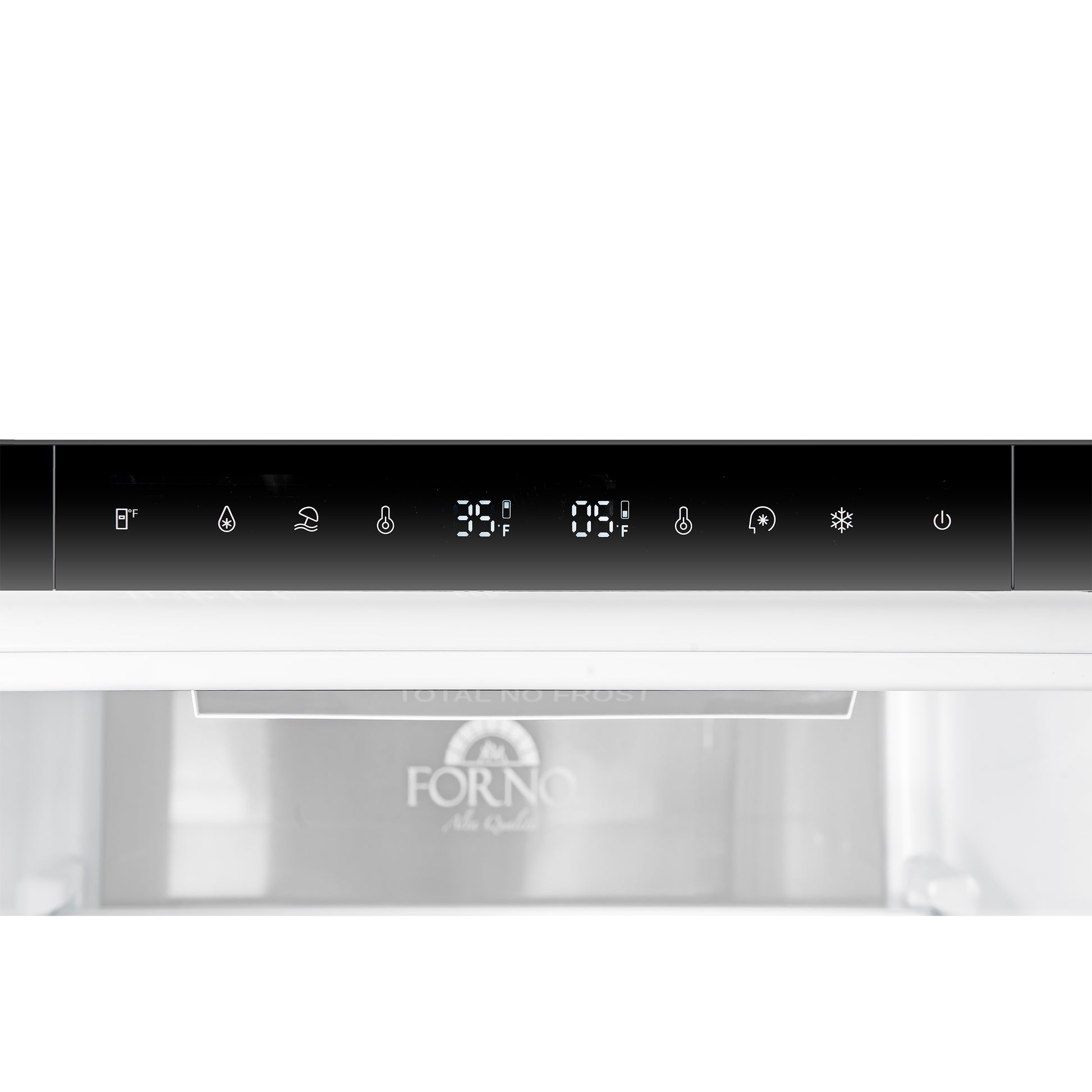 Custodia 24" Bottom Freezer, 10.3 cf., Left Swing, Ice Maker, Total No frost, White, Antique Brass handles - Forno Appliances