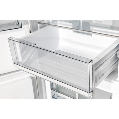 Custodia 24" Bottom Freezer, 10.3 cf., Left Swing, Ice Maker, Total No frost, White, Antique Brass handles - Forno Appliances