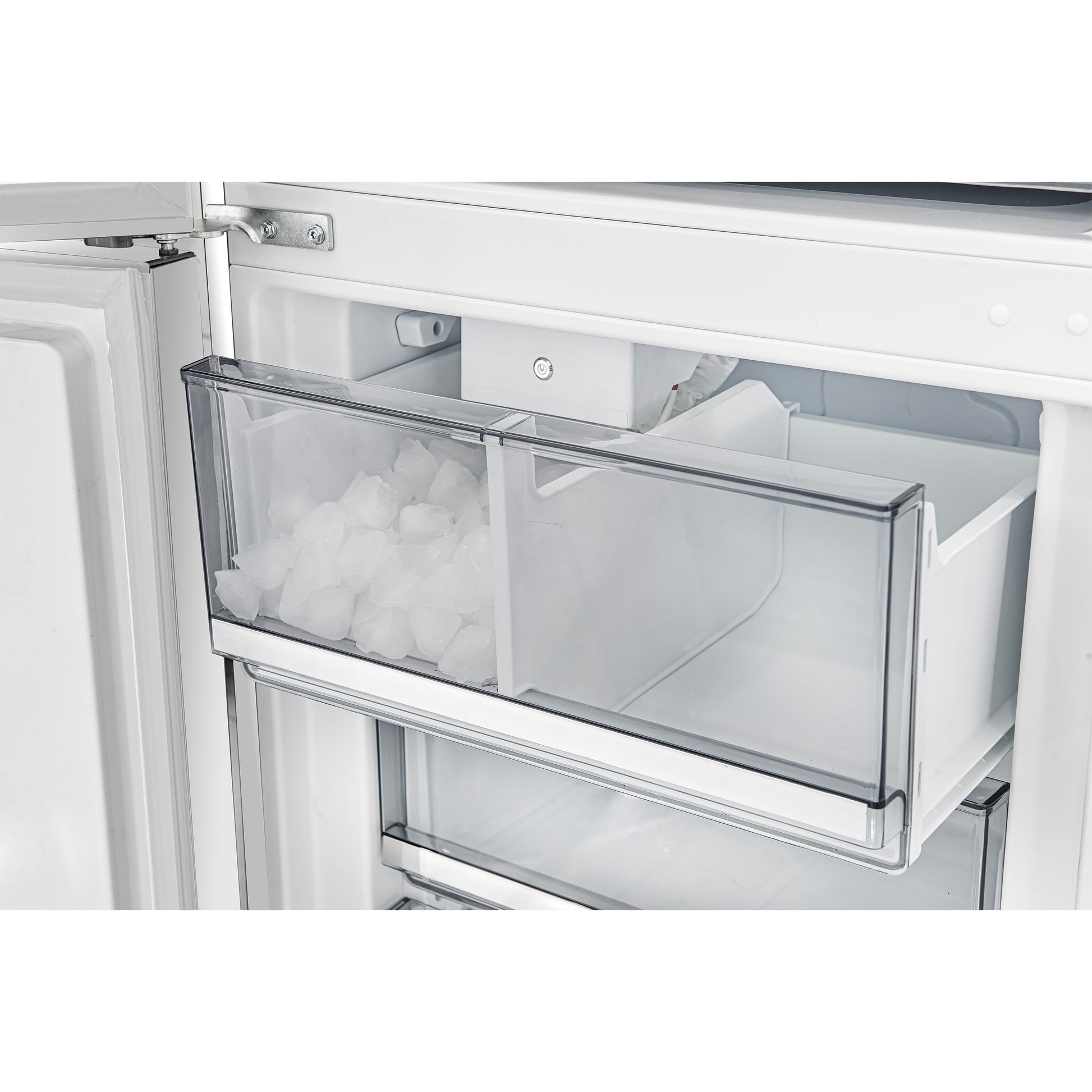 Custodia 24" Bottom Freezer, 10.3 cf., Left Swing, Ice Maker, Total No frost, White, Antique Brass handles - Forno Appliances