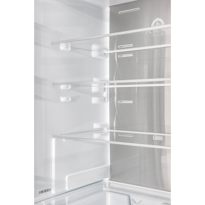 Custodia 24" Bottom Freezer, 10.3 cf., Left Swing, Ice Maker, Total No frost, White, Antique Brass handles - Forno Appliances
