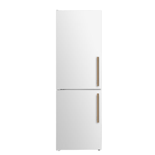 Custodia 24" Bottom Freezer, 10.3 cf., Left Swing, Ice Maker, Total No frost, White, Antique Brass handles - Forno Appliances