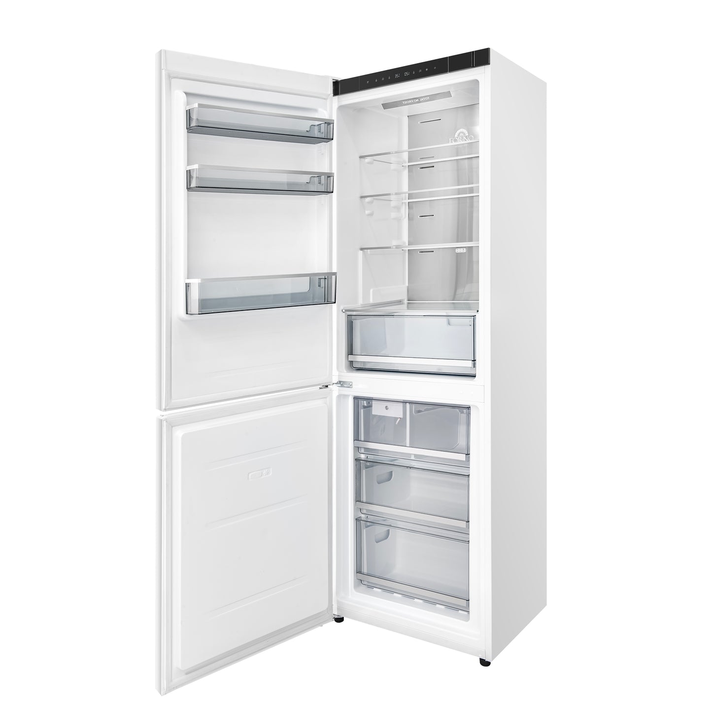 Custodia 24" Bottom Freezer, 10.3 cf., Left Swing, Ice Maker, Total No frost, White, Antique Brass handles - Forno Appliances