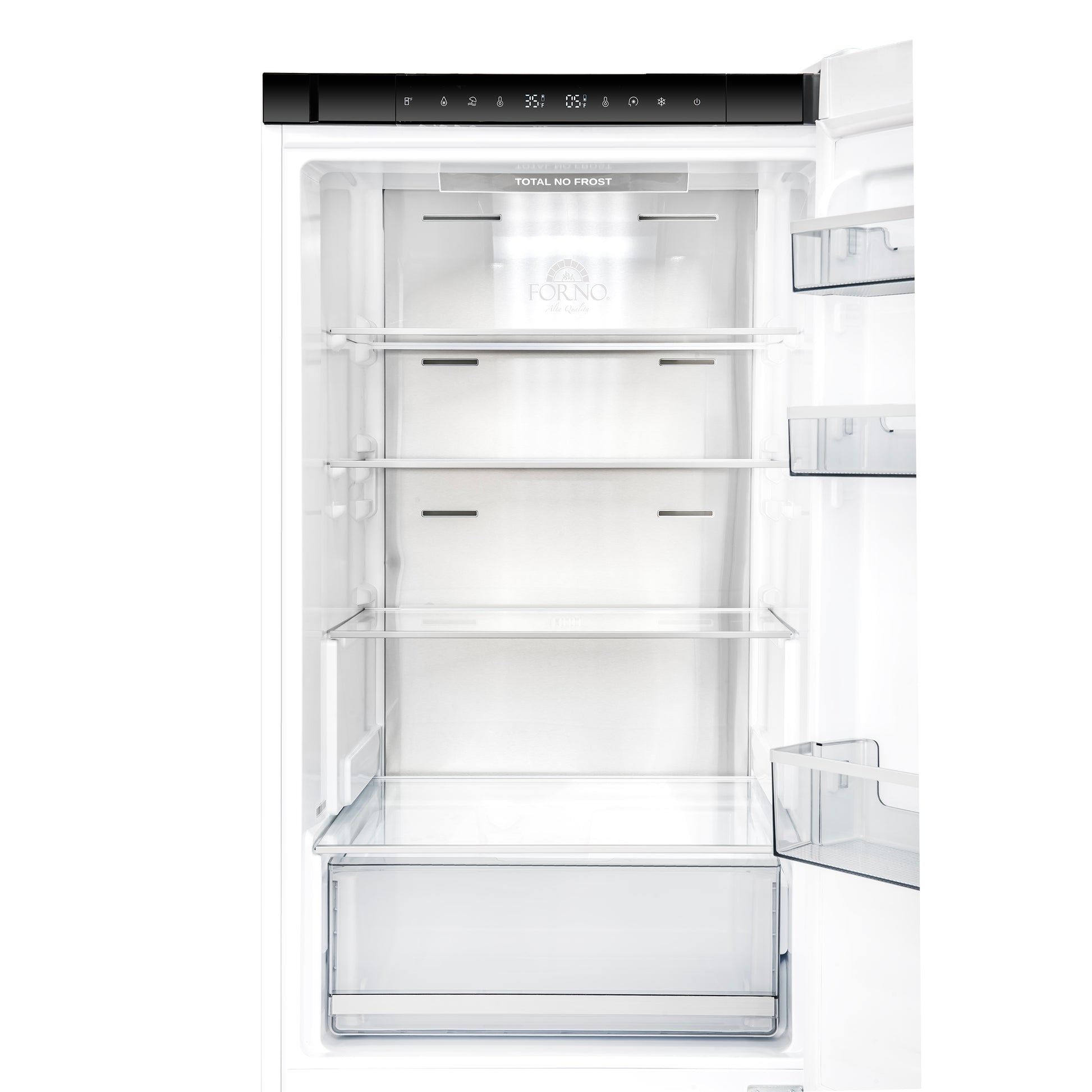 Custodia 24" Bottom Freezer, 10.3 cf., Right Swing, Total No frost, White, Antique Brass handles - Forno Appliances