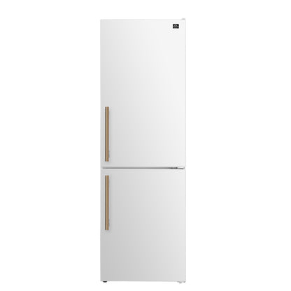 Custodia 24" Bottom Freezer, 10.3 cf., Right Swing, Total No frost, White, Antique Brass handles - Forno Appliances
