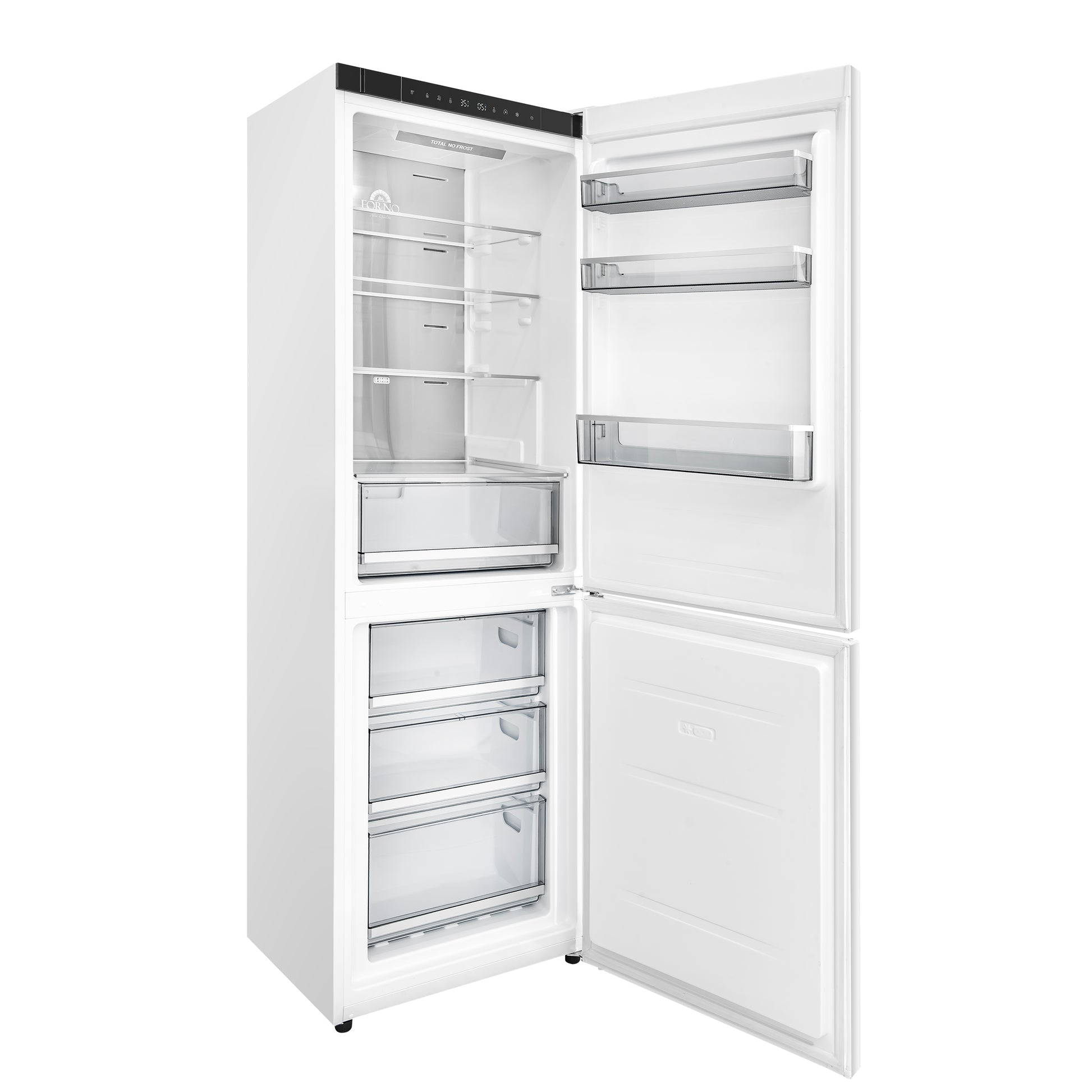 Custodia 24" Bottom Freezer, 10.3 cf., Right Swing, Total No frost, White, Antique Brass handles - Forno Appliances