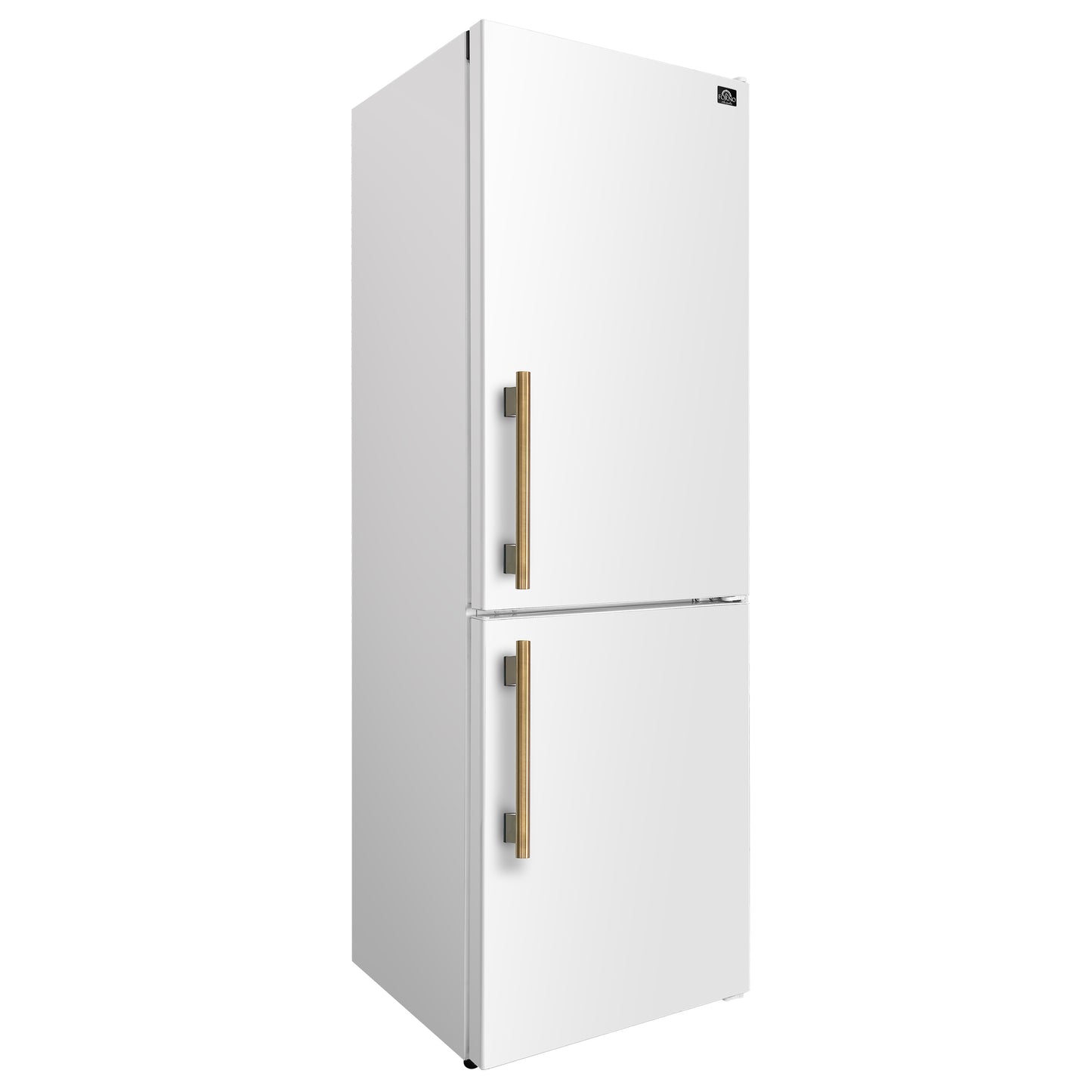 Custodia 24" Bottom Freezer, 10.3 cf., Right Swing, Total No frost, White, Antique Brass handles - Forno Appliances