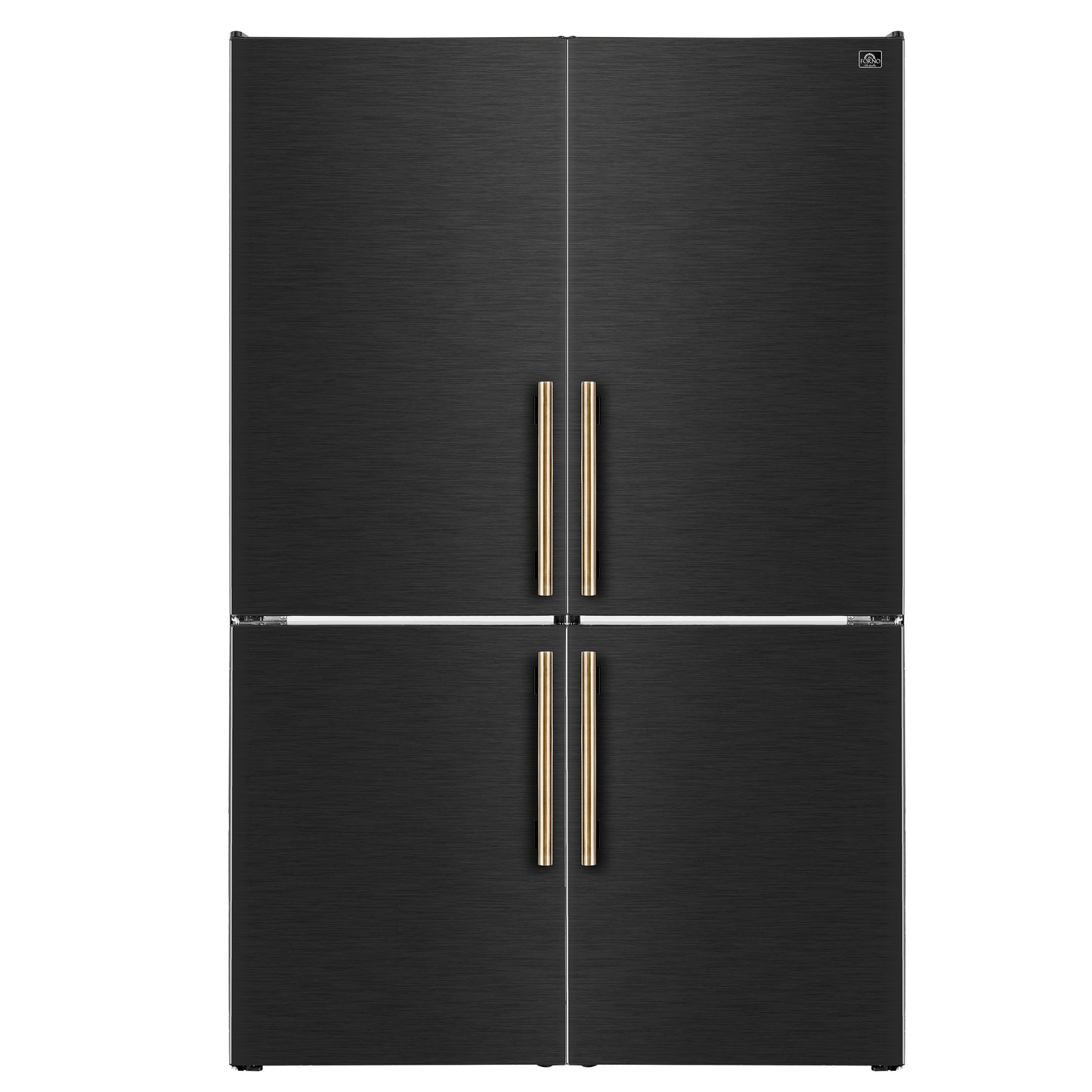 Custodia 48" Bottom Freezer combo, 20.6 cf., Ice Maker, Total No frost, Black, Antique Brass handles - Forno Appliances
