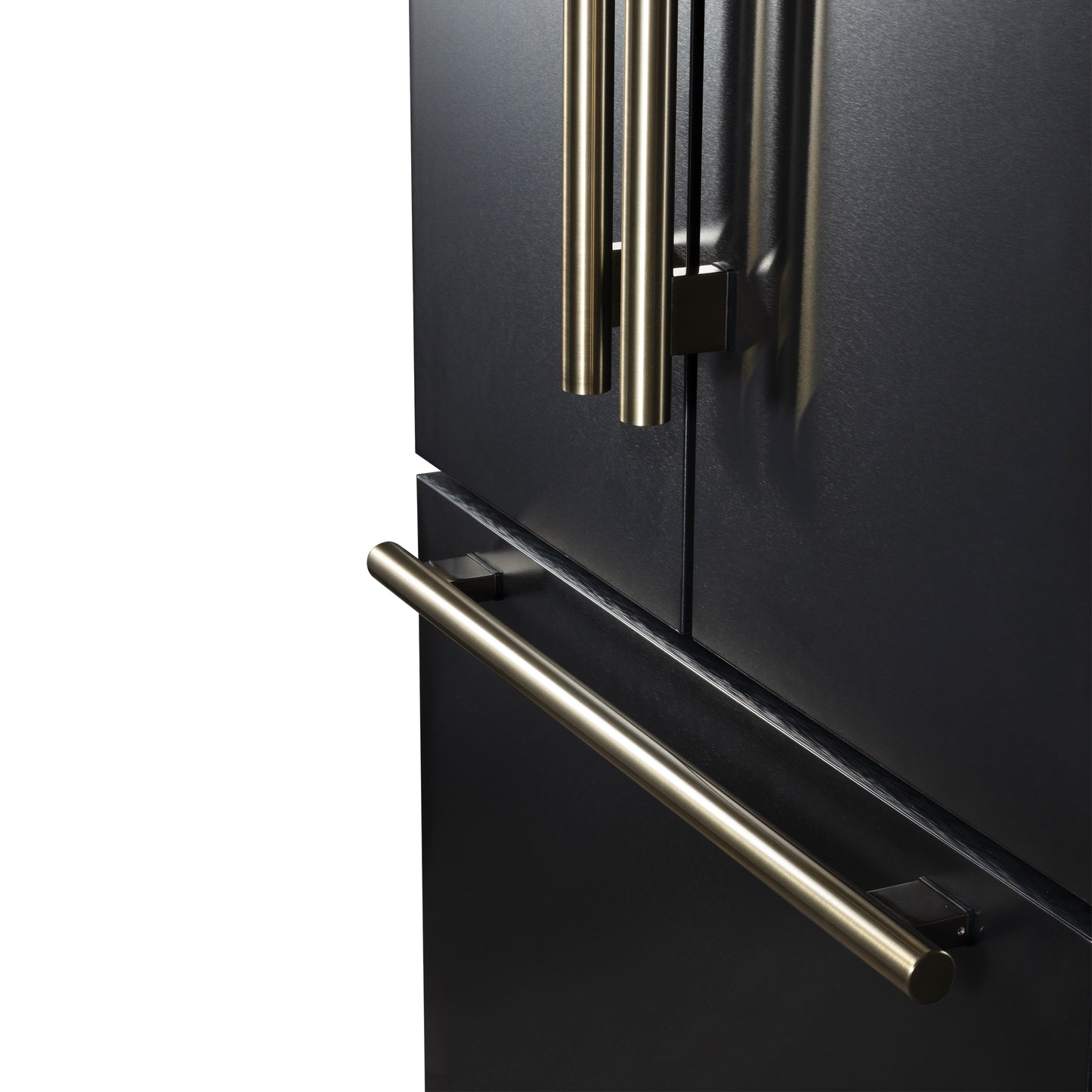 Refrigerador Forno Rivello de 36 pulgadas con puerta francesa en negro con latón antiguo, dispensador de agua interno, hielo filtrado, estantes ajustables, certificación Energy Star