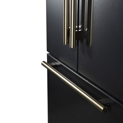 Refrigerador Forno Rivello de 36 pulgadas con puerta francesa en negro con latón antiguo, dispensador de agua interno, hielo filtrado, estantes ajustables, certificación Energy Star