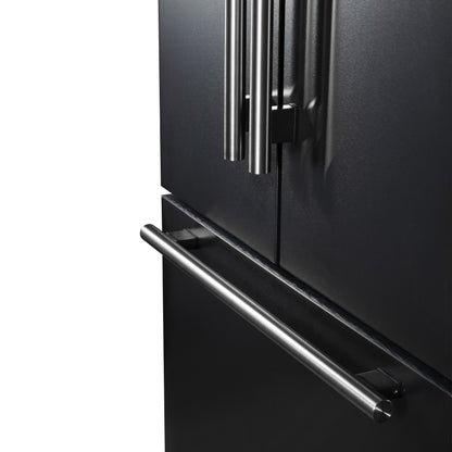 Refrigerador Forno Rivello de 36 pulgadas con puerta francesa en negro con latón antiguo, dispensador de agua interno, hielo filtrado, estantes ajustables, certificación Energy Star