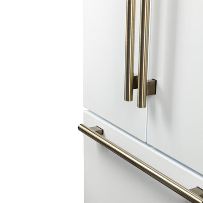 Refrigerador Forno Rivello de 36 pulgadas con puerta francesa en blanco con latón antiguo, dispensador de agua interno, hielo filtrado, estantes ajustables, certificación Energy Star