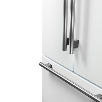 Refrigerador Forno Rivello de 36 pulgadas con puerta francesa en blanco con latón antiguo, dispensador de agua interno, hielo filtrado, estantes ajustables, certificación Energy Star