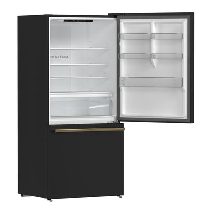 Forno Milano Espresso 31-Inch Bottom Freezer Refrigerator, Black, 17.2 cu.ft Capacity, Energy Efficient - Forno Appliances
