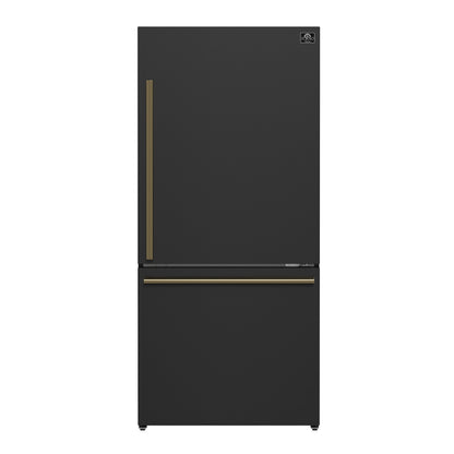 Forno Milano Espresso 31-Inch Bottom Freezer Refrigerator, Black, 17.2 cu.ft Capacity, Energy Efficient - Forno Appliances