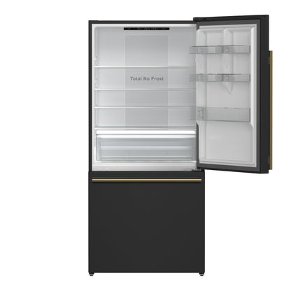 Forno Milano Espresso 31-Inch Bottom Freezer Refrigerator, Black, 17.2 cu.ft Capacity, Energy Efficient - Forno Appliances