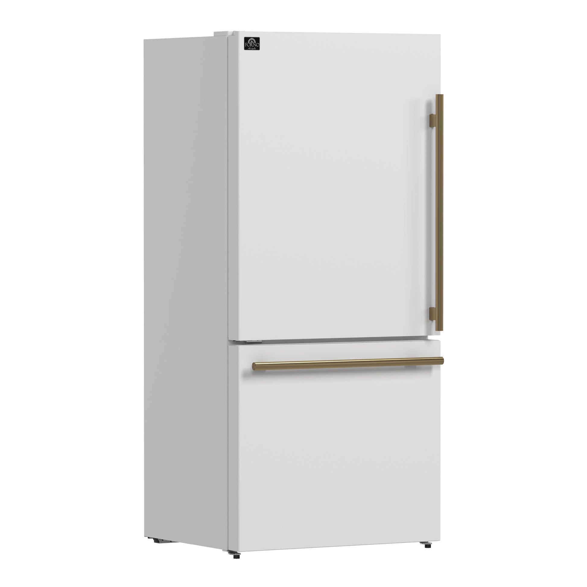 Forno Milano Espresso 31-Inch White Bottom Freezer Refrigerator, 17.2 Cu. Ft., Energy-Efficient, No Frost, Built-In Ice Maker - Forno Appliances