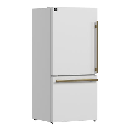 Forno Milano 2-Piece 62-Inch Freestanding Dual Bottom Freezer Refrigerator, White – 34.4 cu.ft, Touch Control, Ice Maker - Forno Appliances