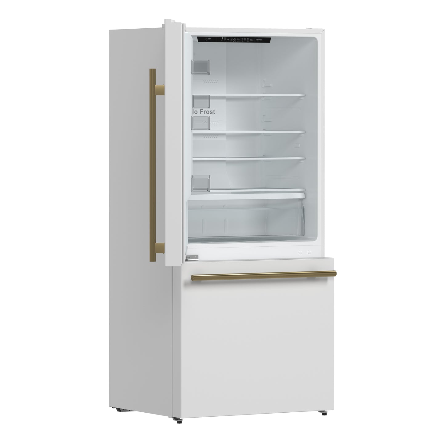 Forno Milano Espresso 31-Inch White Bottom Freezer Refrigerator, 17.2 Cu. Ft., Energy-Efficient, No Frost, Built-In Ice Maker - Forno Appliances