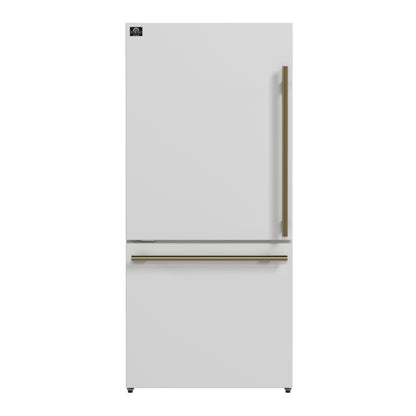 Forno Milano 2-Piece 62-Inch Freestanding Dual Bottom Freezer Refrigerator, White – 34.4 cu.ft, Touch Control, Ice Maker - Forno Appliances