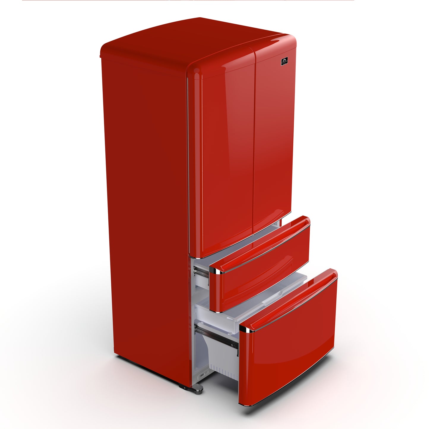 Forno Luigi 33-Inch French Door Refrigerator, 18 cu.ft, Red Finish, Handle-Free Design, ENERGY STAR Certified - Forno Appliances