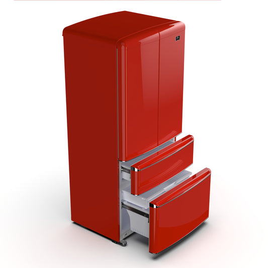 Forno Luigi 33-Inch French Door Refrigerator, 18 cu.ft, Red Finish, Handle-Free Design, ENERGY STAR Certified - Forno Appliances
