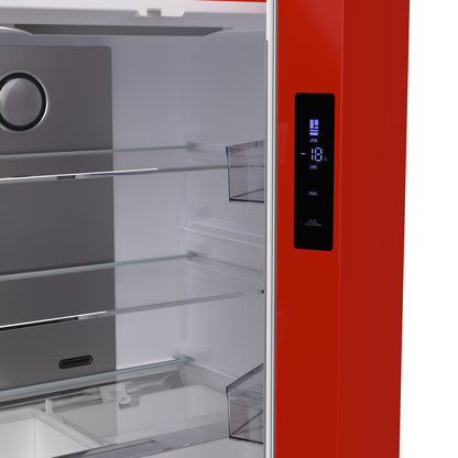 Forno Luigi 33-Inch French Door Refrigerator, 18 cu.ft, Red Finish, Handle-Free Design, ENERGY STAR Certified - Forno Appliances