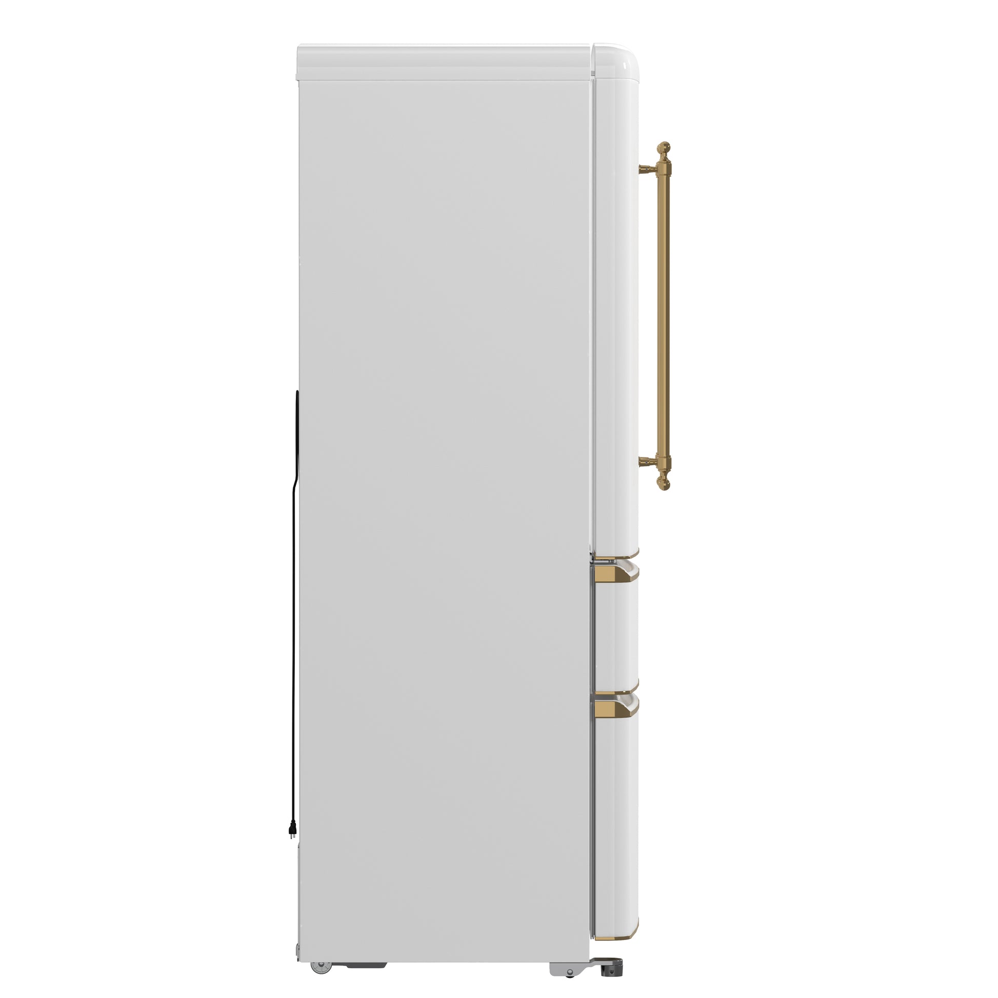 Forno Luigi 33-Inch French Door Refrigerator, 18 cu.ft, White Finish, Antique Brass Handles, ENERGY STAR Certified - Forno Appliances