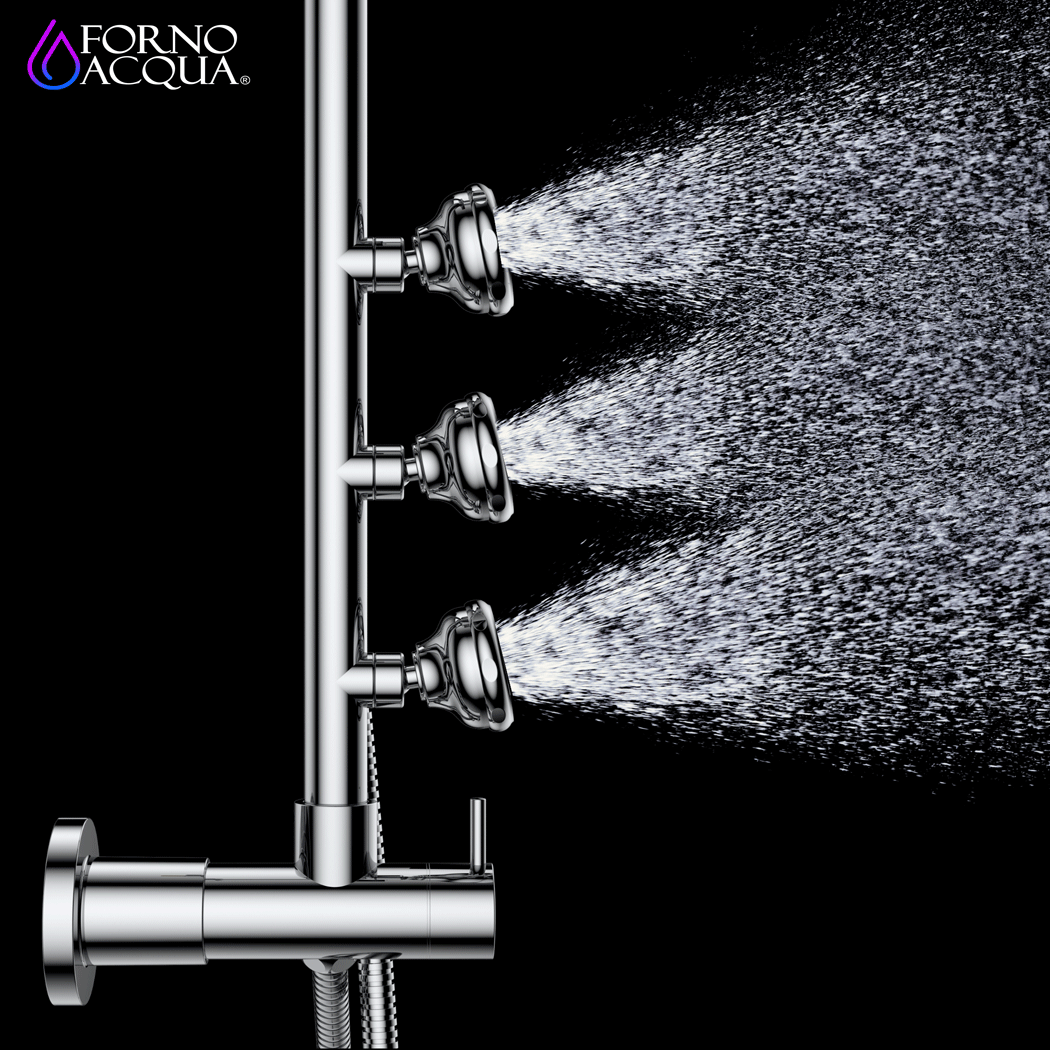 Forno Acqua AcquaSPA Retrofit Shower, Overhead Rainfall, 8 Inch Shower Head, Handheld Shower Head, Body Jets, 6 Way Diverter, Matte Black Finish, 2.5 GPM Flow Rate