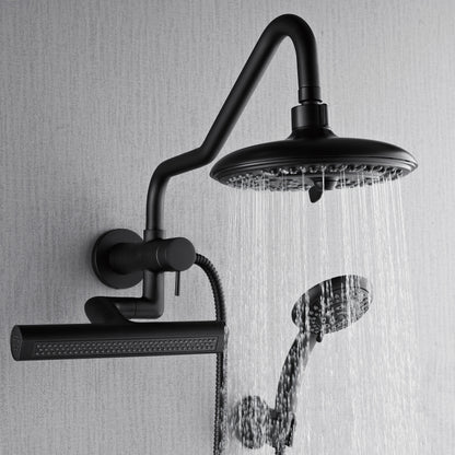 Forno Acqua AcquaFALL Mini 8 Inch Shower Head, Matte Black Finish, Overhead Rainfall Shower, Handheld Shower Head, Body Jets, 1.8 GPM Flow Rate
