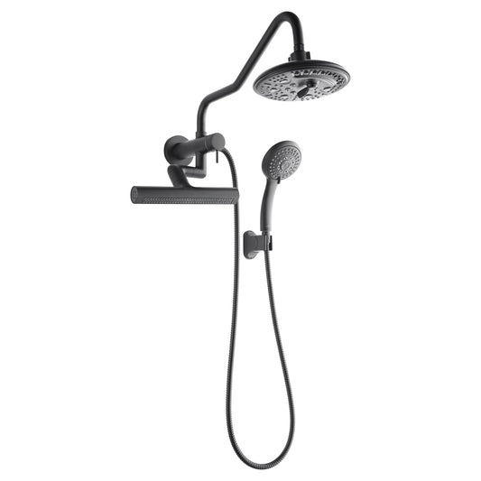 Forno Acqua AcquaFALL Mini 8 Inch Shower Head, Matte Black Finish, Overhead Rainfall Shower, Handheld Shower Head, Body Jets, 2.5 GPM Flow Rate