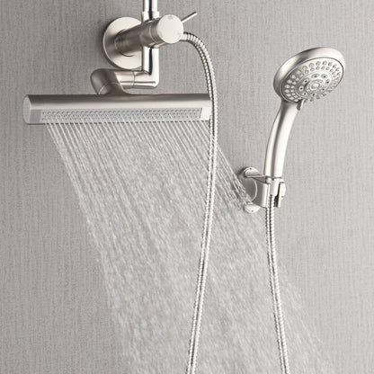 Forno Acqua AcquaFALL Mini 8 Inch Shower Head, Brushed Nickel Finish, Overhead Rainfall Shower, Handheld Shower Head, Body Jets, 1.8 GPM Flow Rate