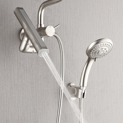 Forno Acqua AcquaFALL Mini 8 Inch Shower Head, Brushed Nickel Finish, Overhead Rainfall Shower, Handheld Shower Head, Body Jets, 1.8 GPM Flow Rate
