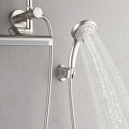 Forno Acqua AcquaFALL Mini 8 Inch Shower Head, Brushed Nickel Finish, Overhead Rainfall Shower, Handheld Shower Head, Body Jets, 1.8 GPM Flow Rate